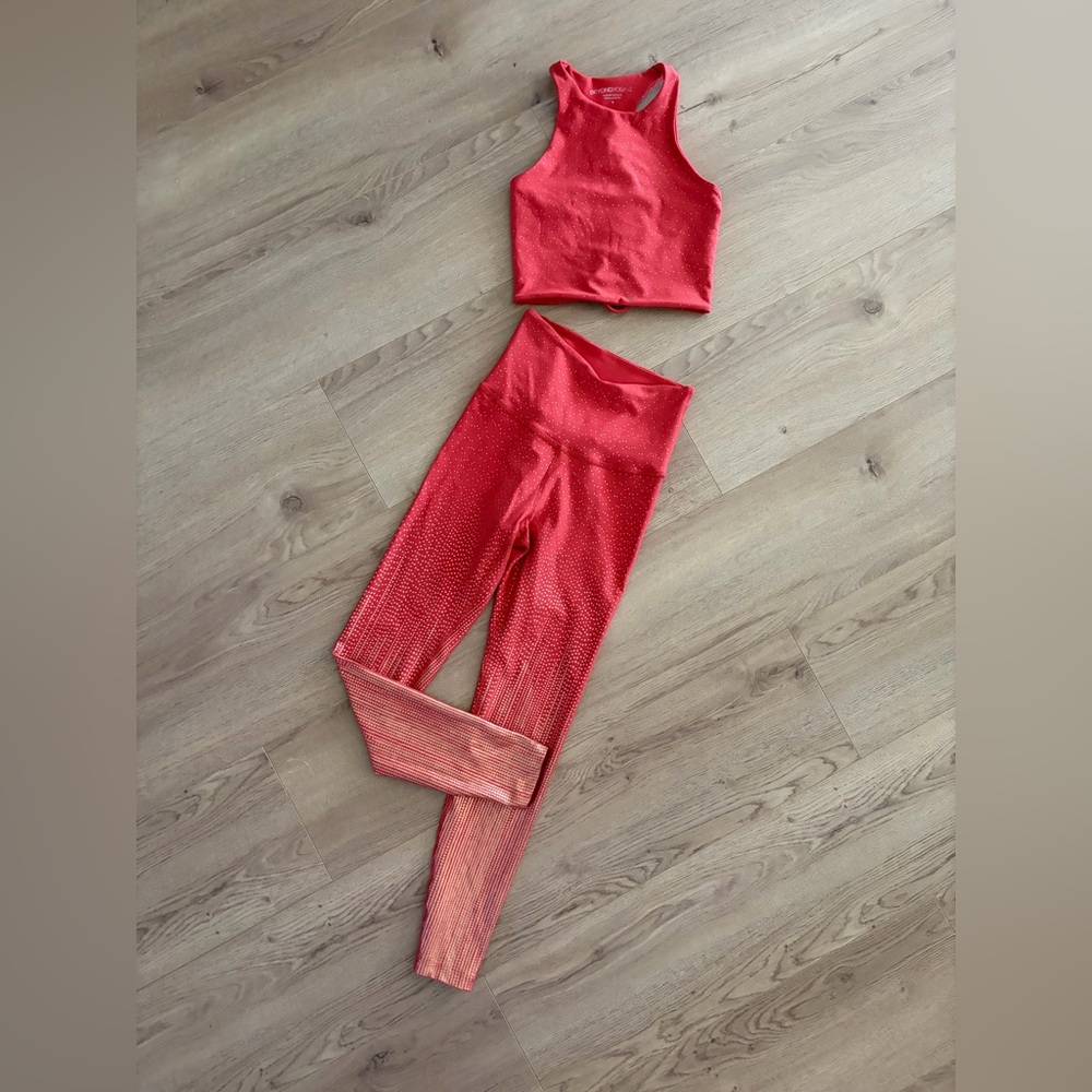 Beyond Yoga Red Leggings and Top Set
